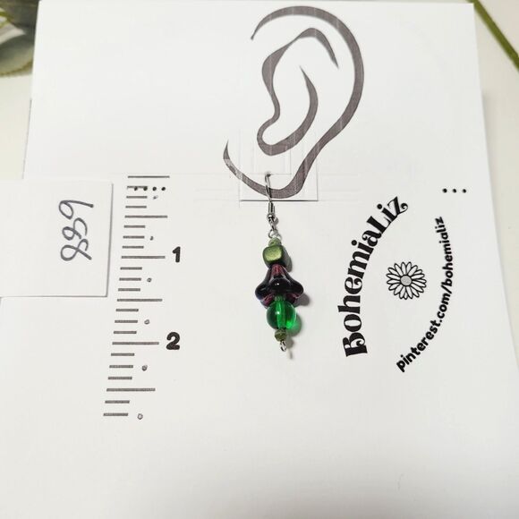 NEW BOHEMIALIZ earrings 688gpurp#mfs Green Czech flower dangle earrings fairy ea - Picture 4 of 5